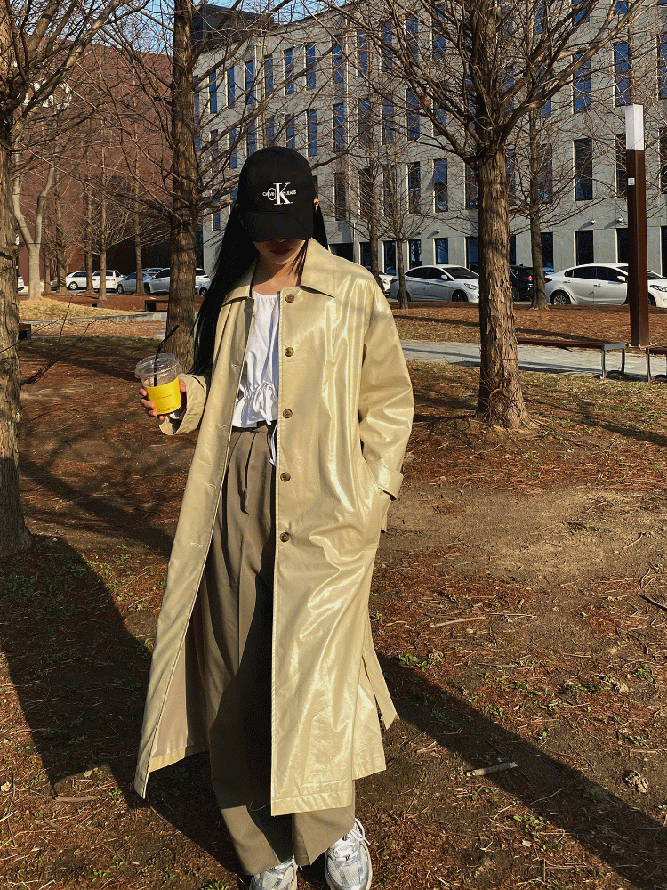 로아 맥시 레더 코트 (3color)